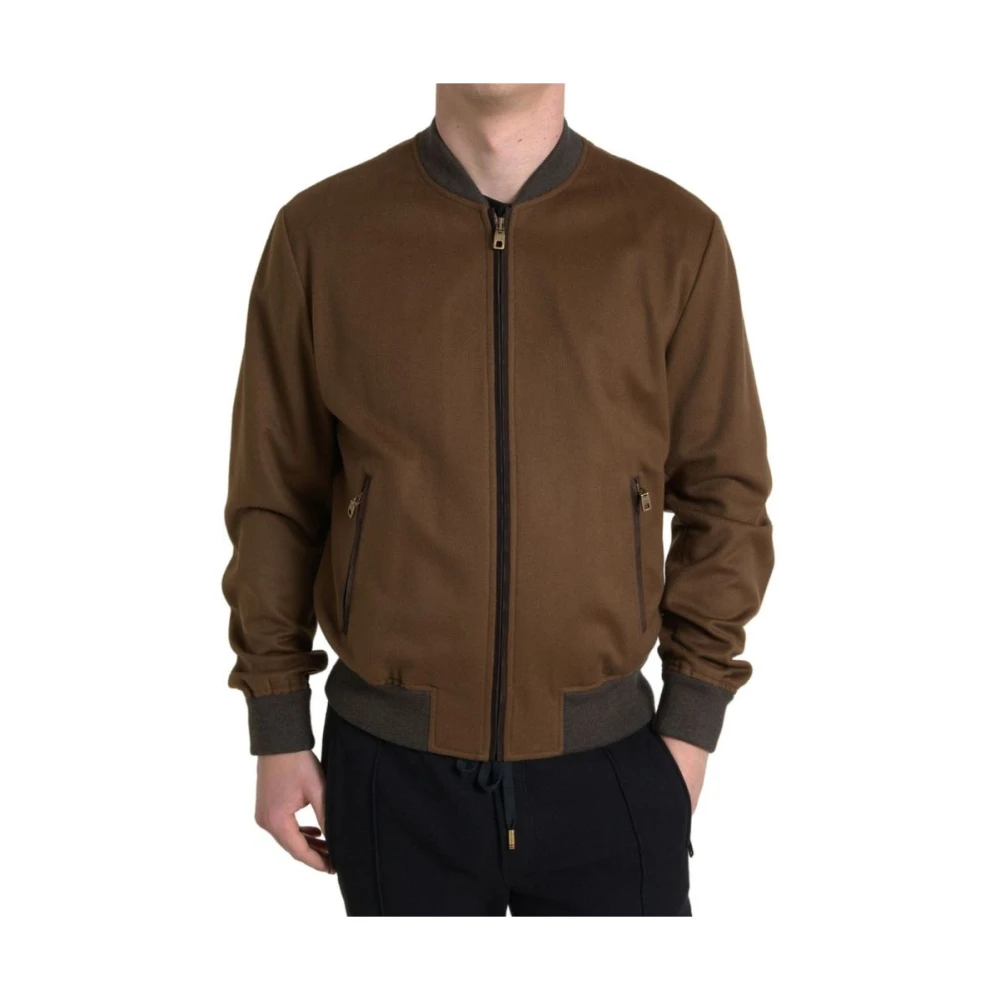 Dolce & Gabbana Men's Brown Bomber Jackets,, Cashmere Bomber Jacket Small