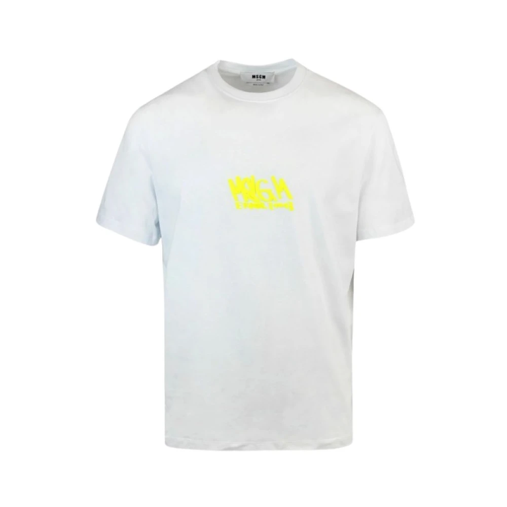 Msgm Men's White Optical Cotton T-Shirt - T-Shirts - S - Tops