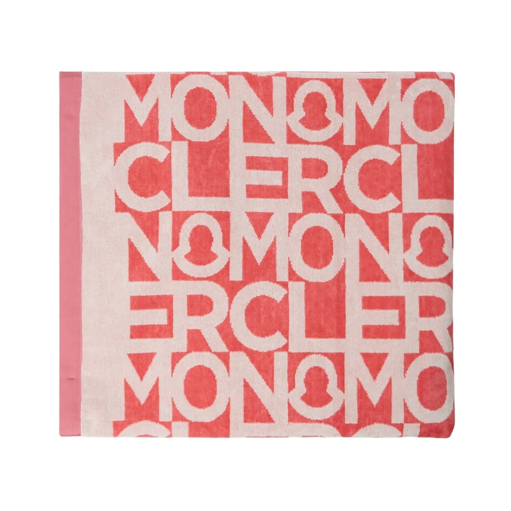 Moncler Luxe Logo Print Strandlaken Red Dames