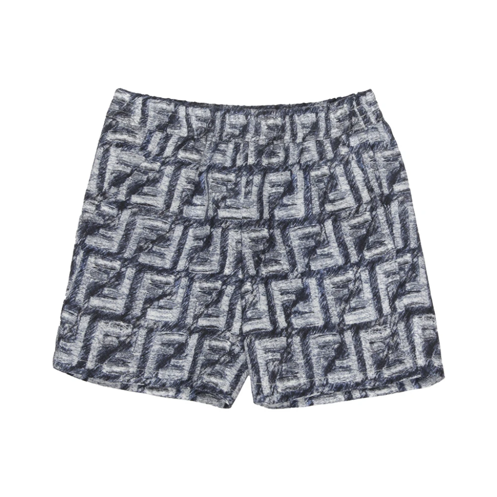 Fendi Blå Monogram Linne Barnshorts Blue, Pojke