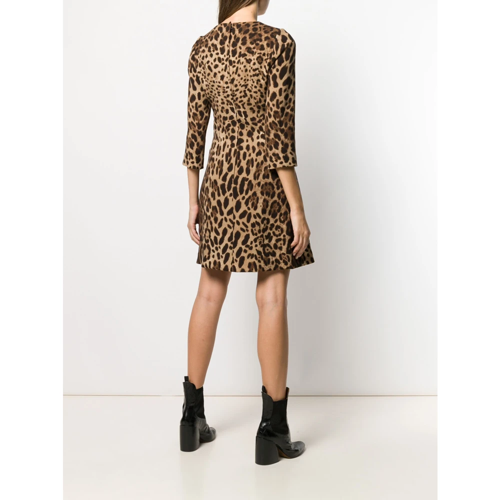 Dolce & Gabbana Luipaardprint Wollen Jurk Leo New Brown Dames