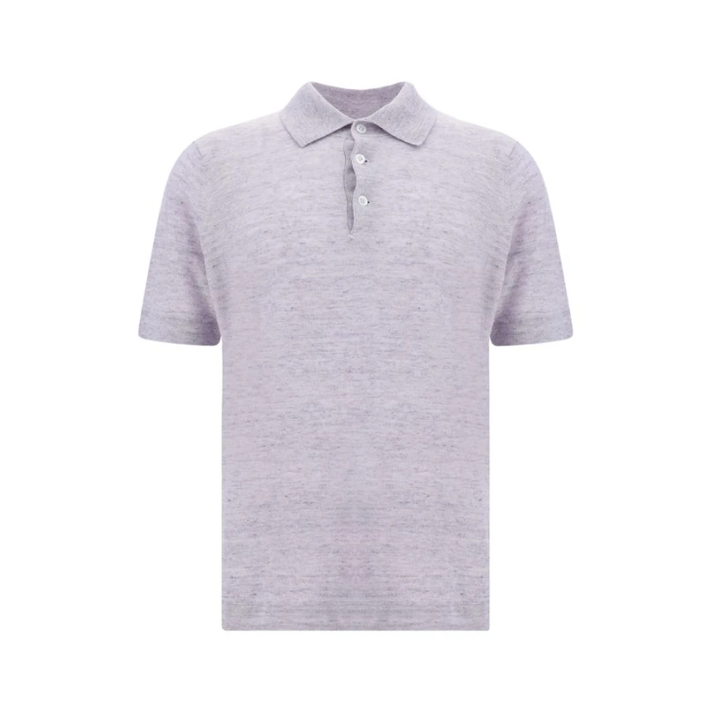 BRUNELLO CUCINELLI Mlange Polo Shirt met Ripp Kraag Beige Heren