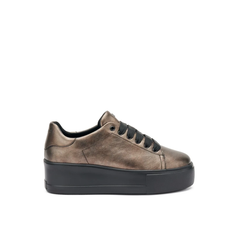 Frau Platform leren sneakers in gunmetal Dames Schoenen Bruin