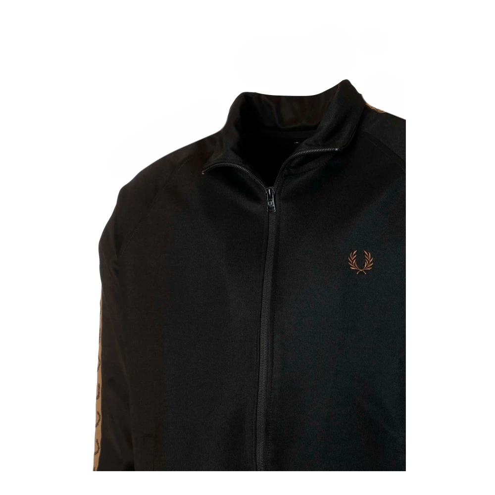 Fred Perry Trainingsjack met Raglanmouwen en Opstaande Kraag Black Heren