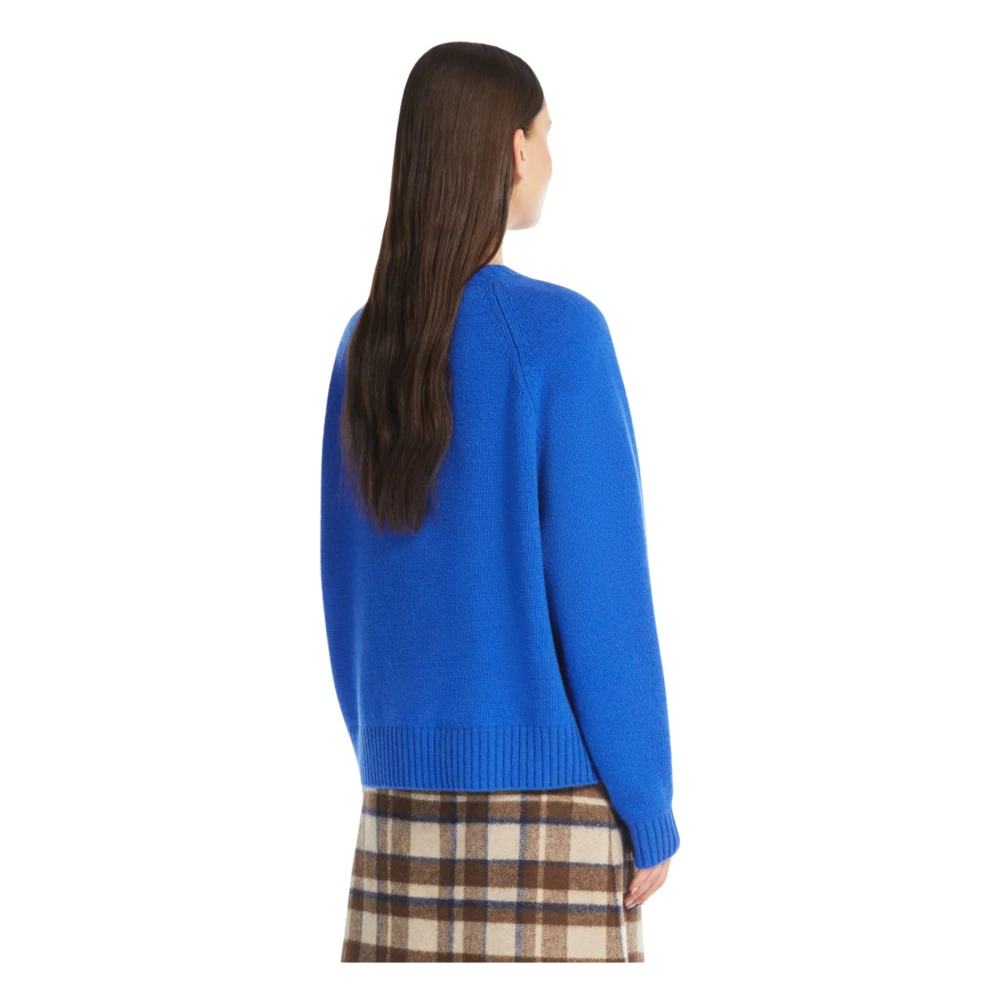 Max Mara Weekend Blauwe Trui met Ribdetails Blue Dames