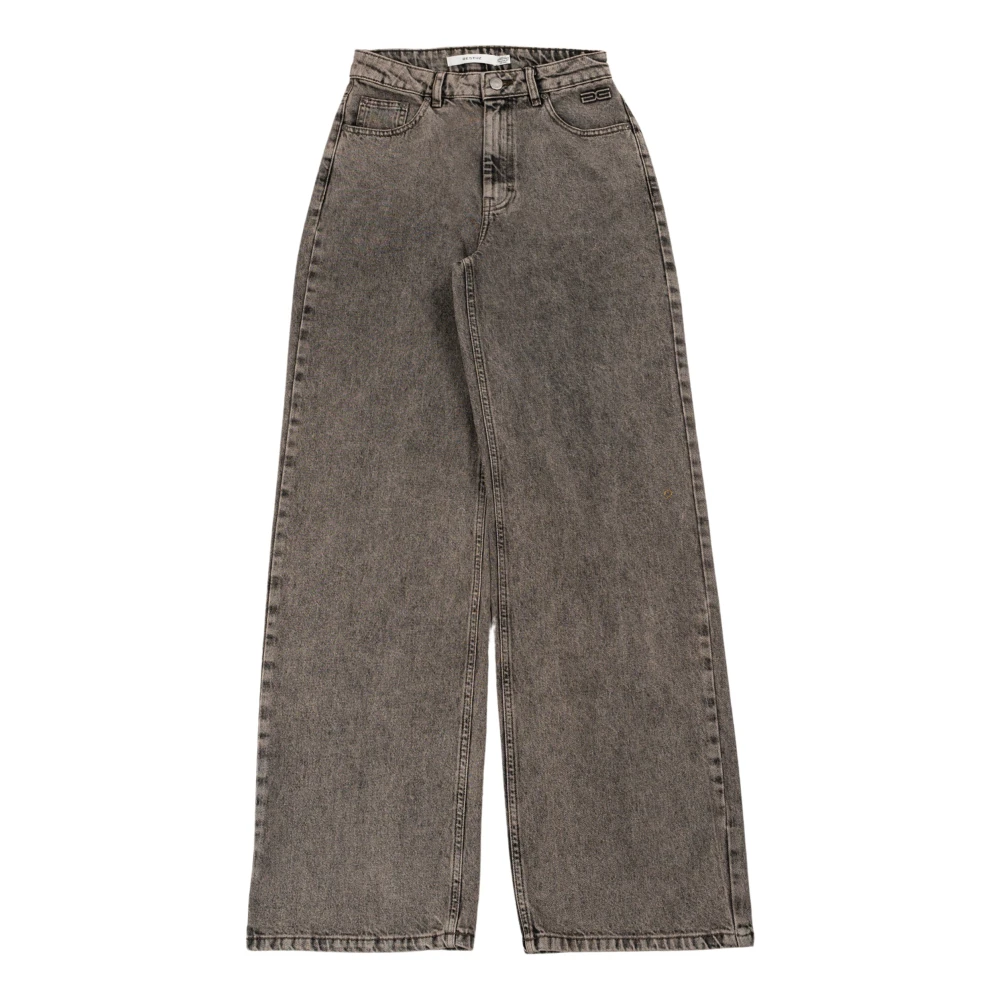 Gestuz Sten-Tvättad Höga Midja Breda Ben Jeans Gray, Dam