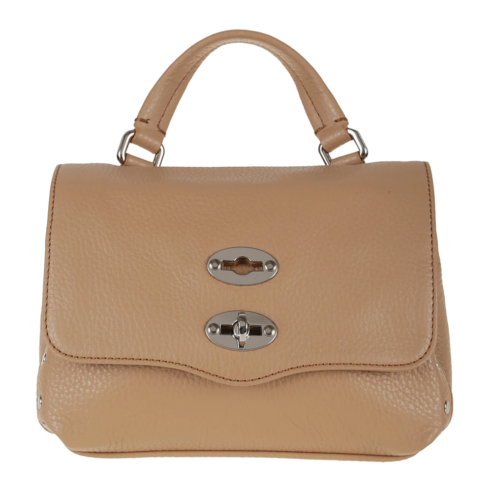 Zanellato Bruine Schoudertas met Zilveren Studs Brown Dames