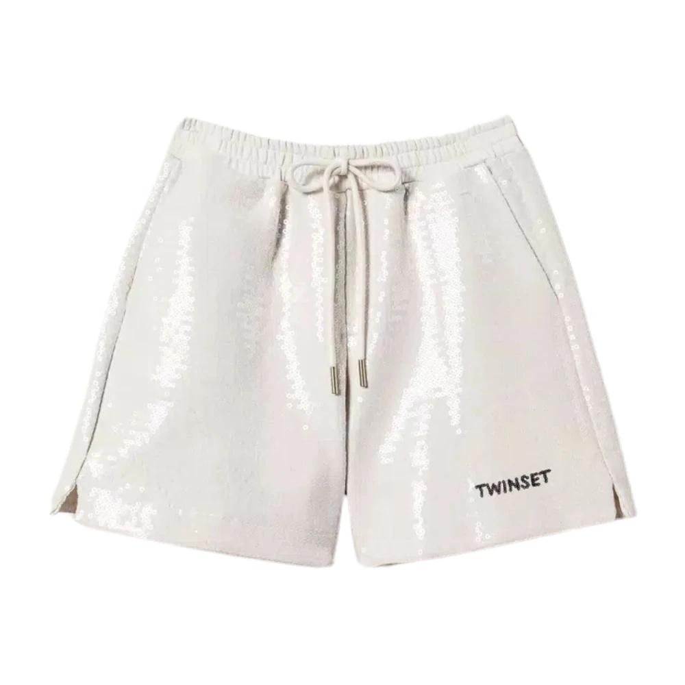 Twinset Beige Paillet Bermuda Shorts Beige Dames