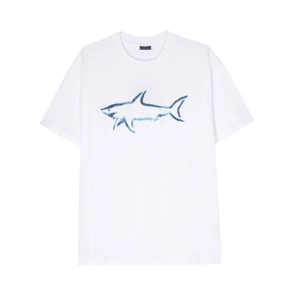 PAUL & SHARK Wit Logo Print T-Shirt White Heren