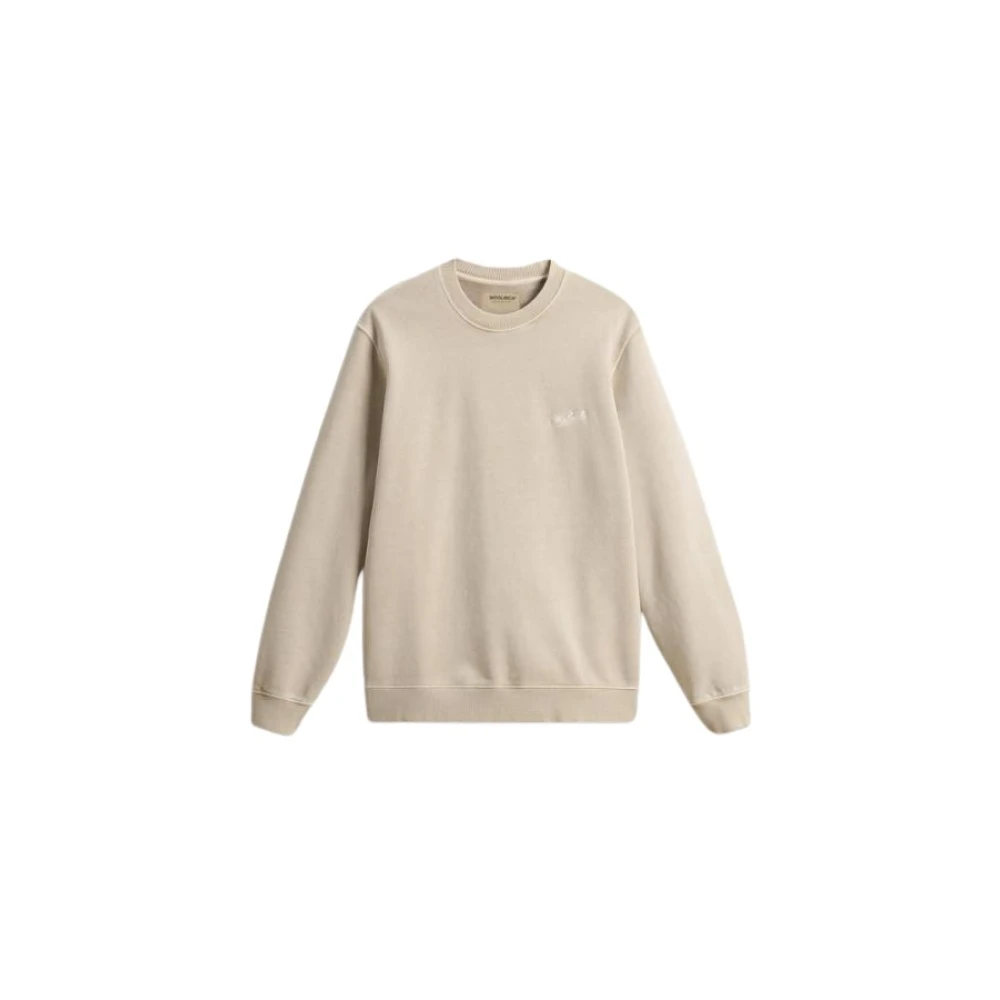 Woolrich Garment Dyed Crewneck Rope Beige Heren