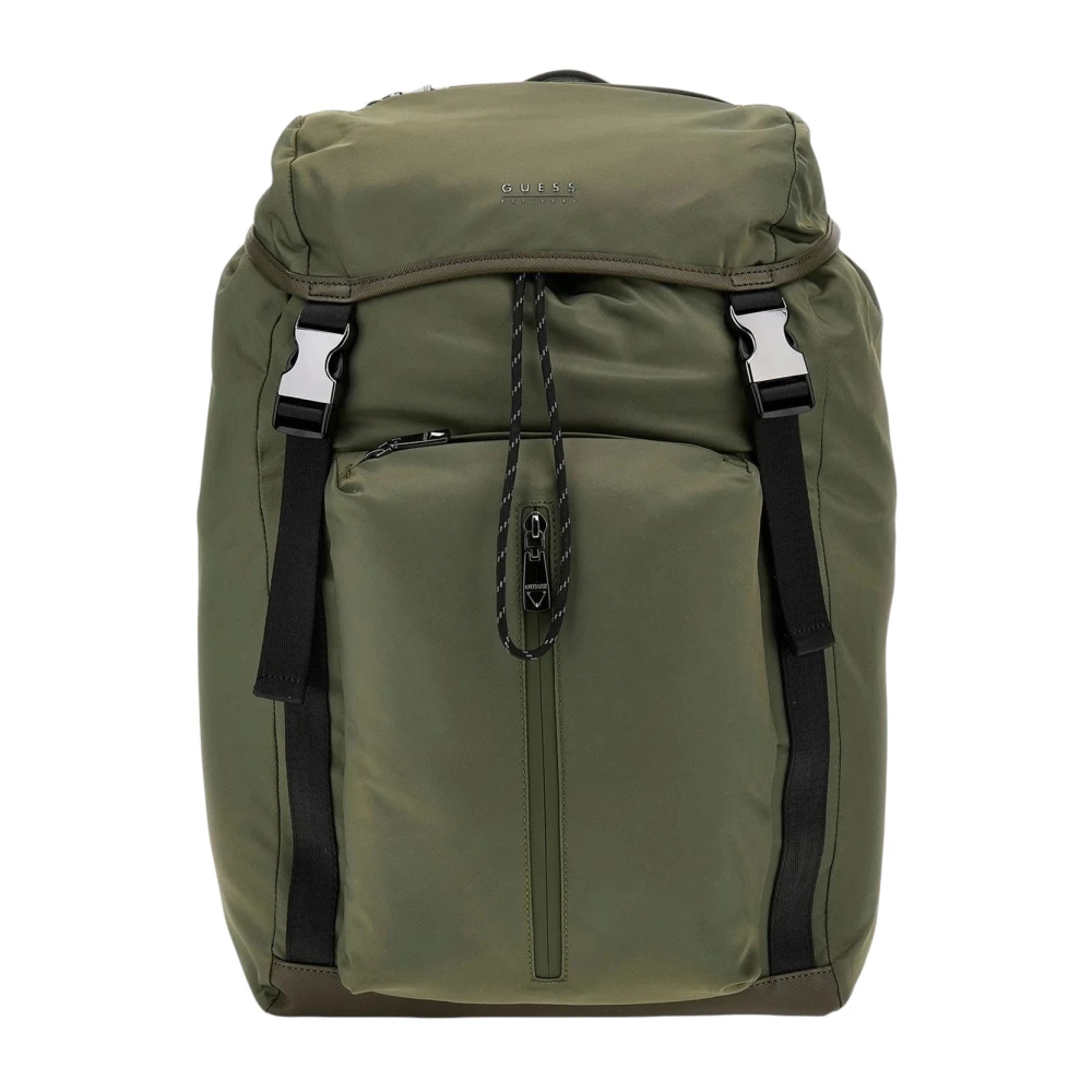 Guess Men's Green Backpacks, One Size, Saffiano-Detail Backpack