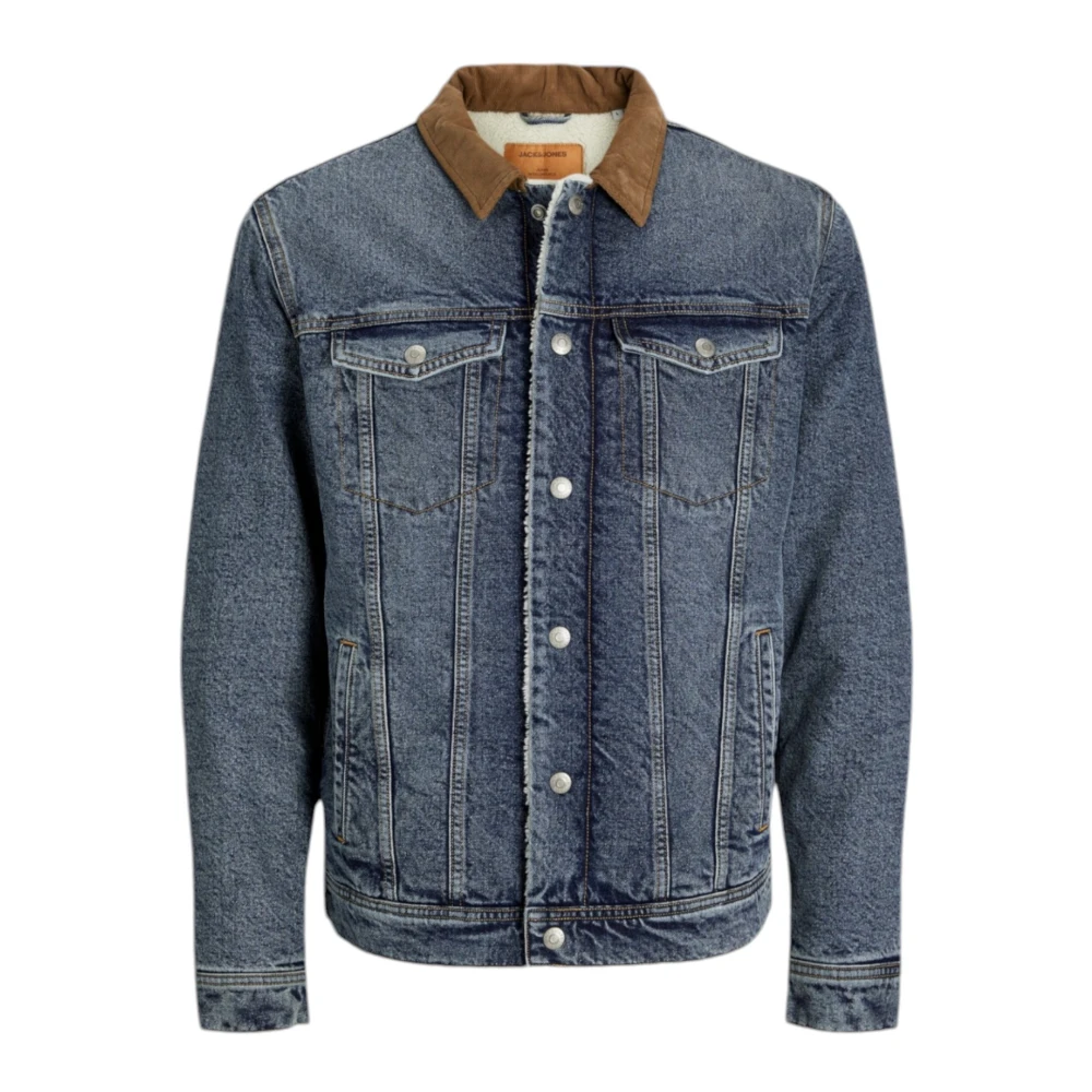 Jack & jones Blauwe Katoenen Jas met Voorzakken Blue Heren