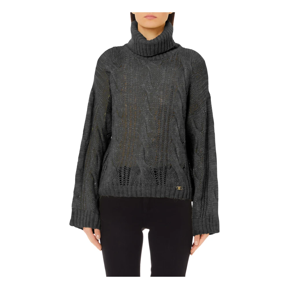 Liu Jo Stijlvolle Gesloten Gebreide Trui Black Dames