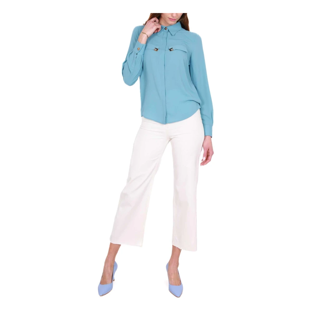 Elisabetta Franchi Elegante Georgette Blauwe Blouse Blue Dames