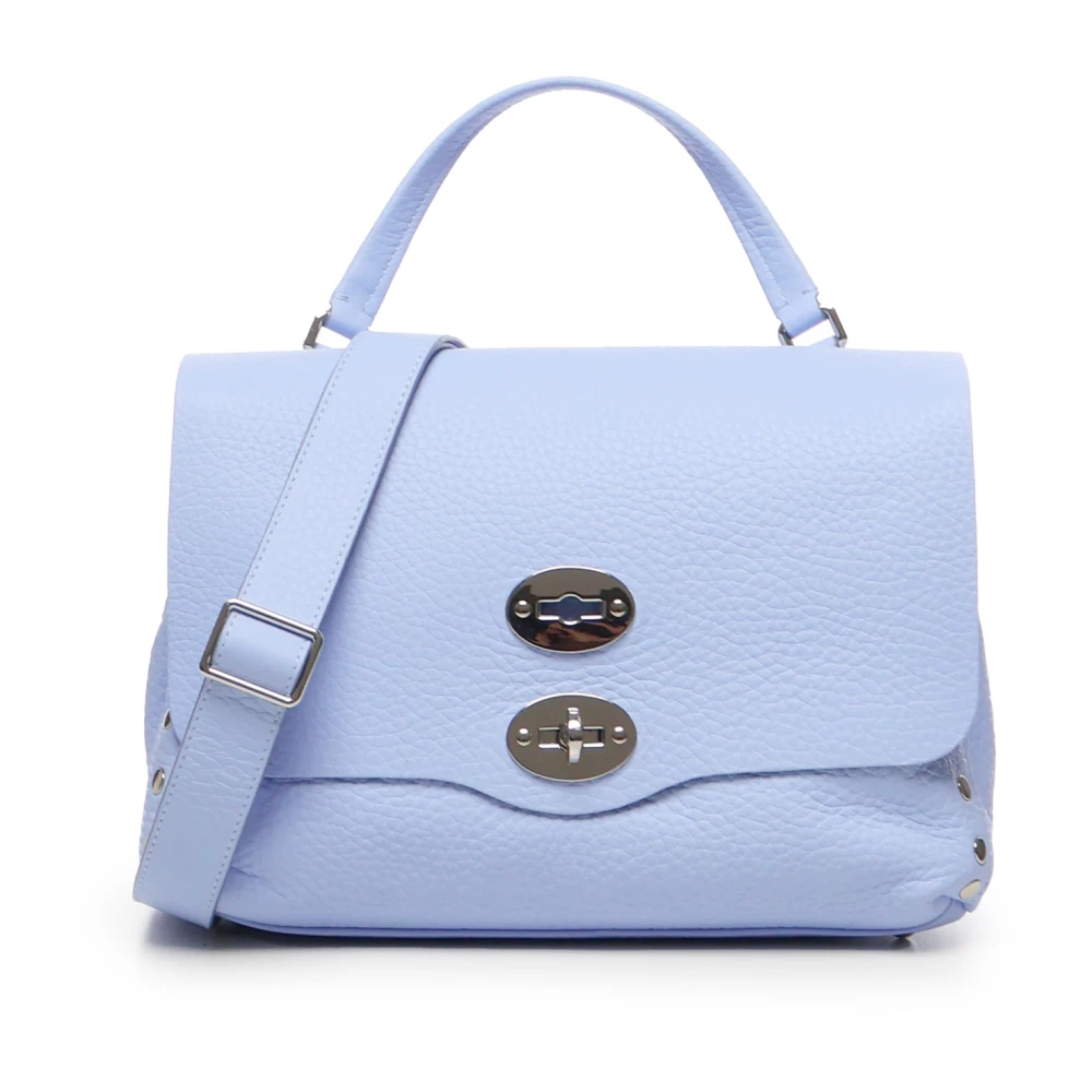Zanellato Blauwe leren schoudertas met binnenzak Blue Dames