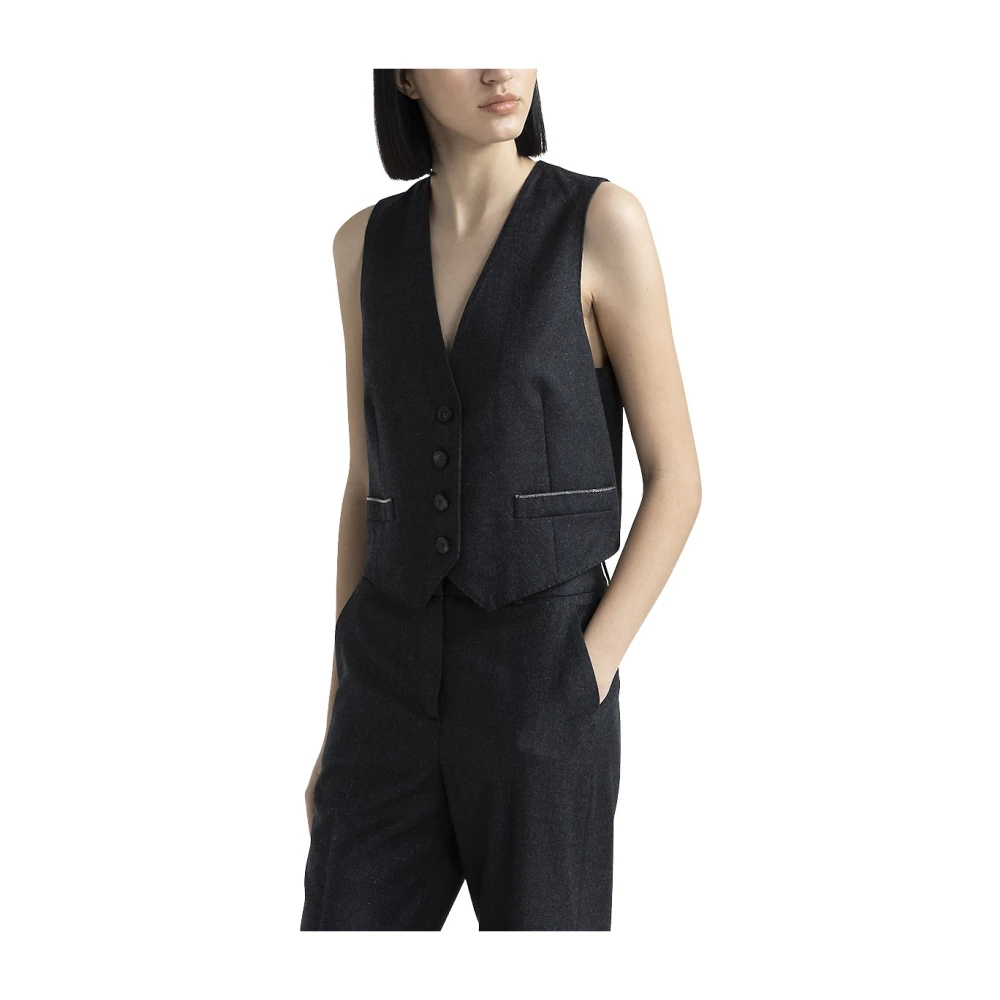 PESERICO Lurex wol flanellen gilet Gray Dames