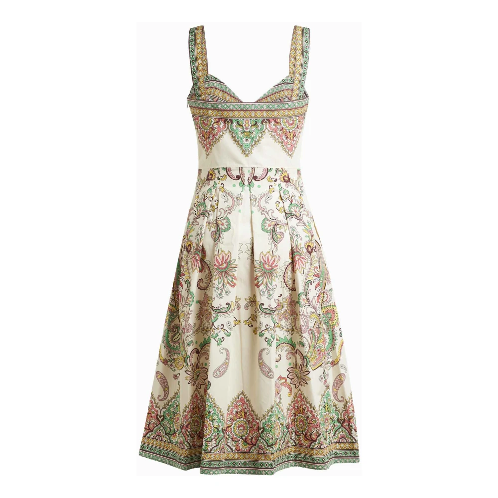ETRO Witte Bloemen Paisley Midi Jurk Multicolor Dames