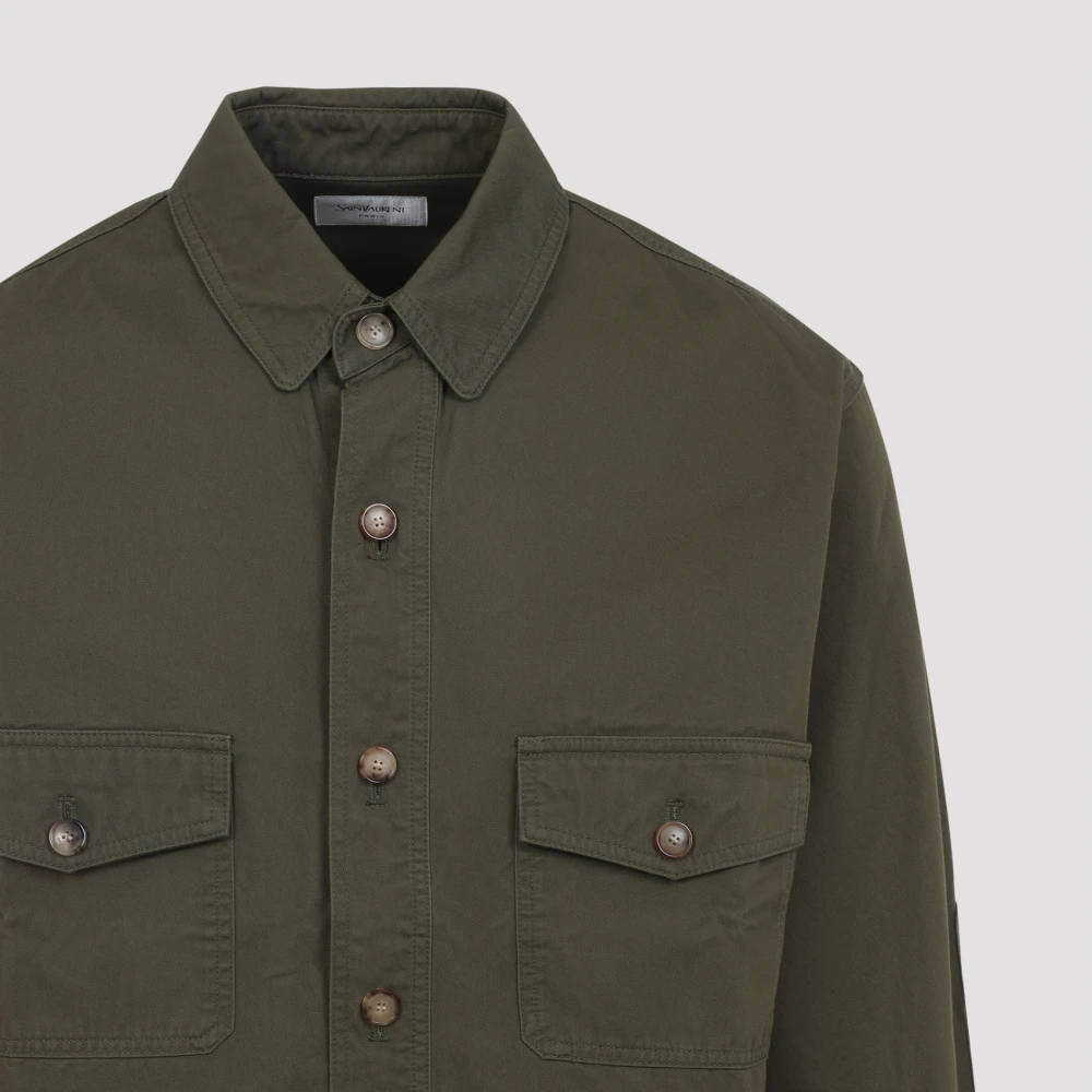 Saint Laurent Groen Katoenen Overshirt Green Heren