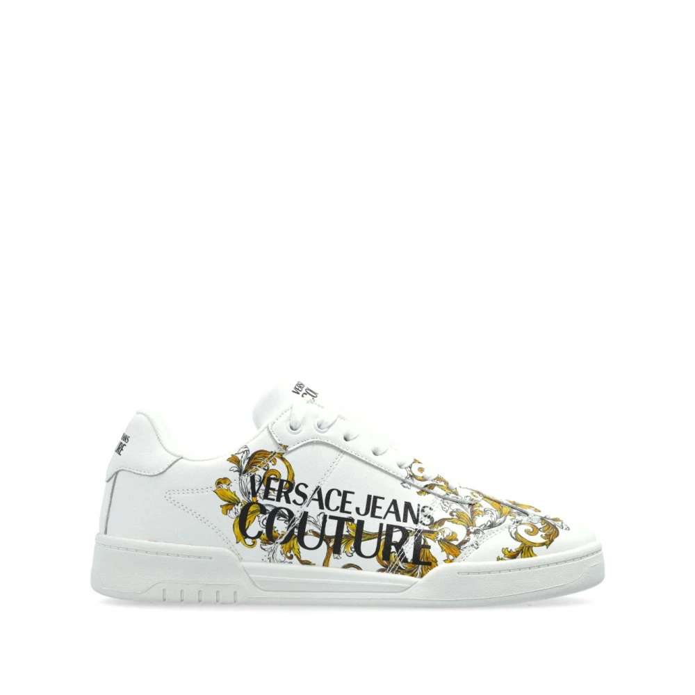 Versace Jeans Couture Men's White Sneakers, 9 Uk, Barocco Print Lace-Up Trainers