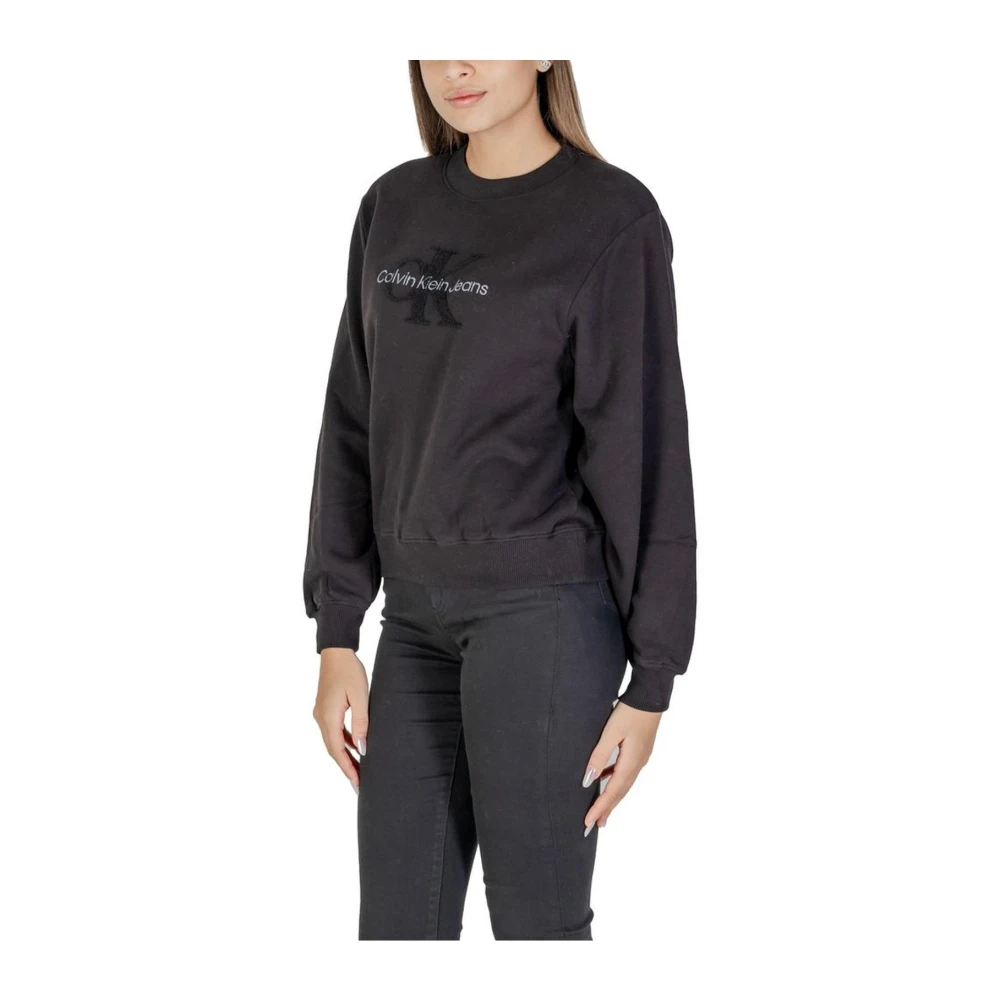 Calvin Klein Jeans Klassieke Zwarte Katoenen Trui Black Dames
