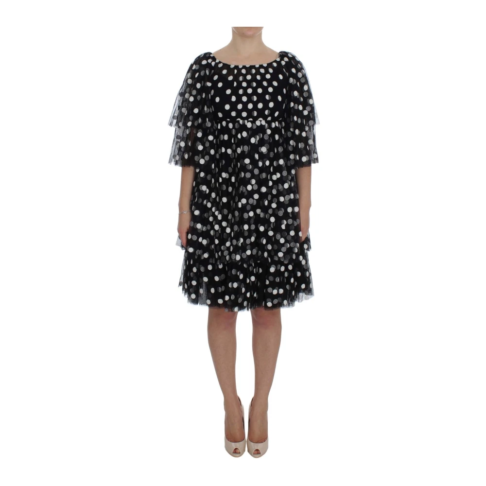 Dolce & Gabbana Women's Black Short Dresses, Xs, Polka Dot Ruffle Dress