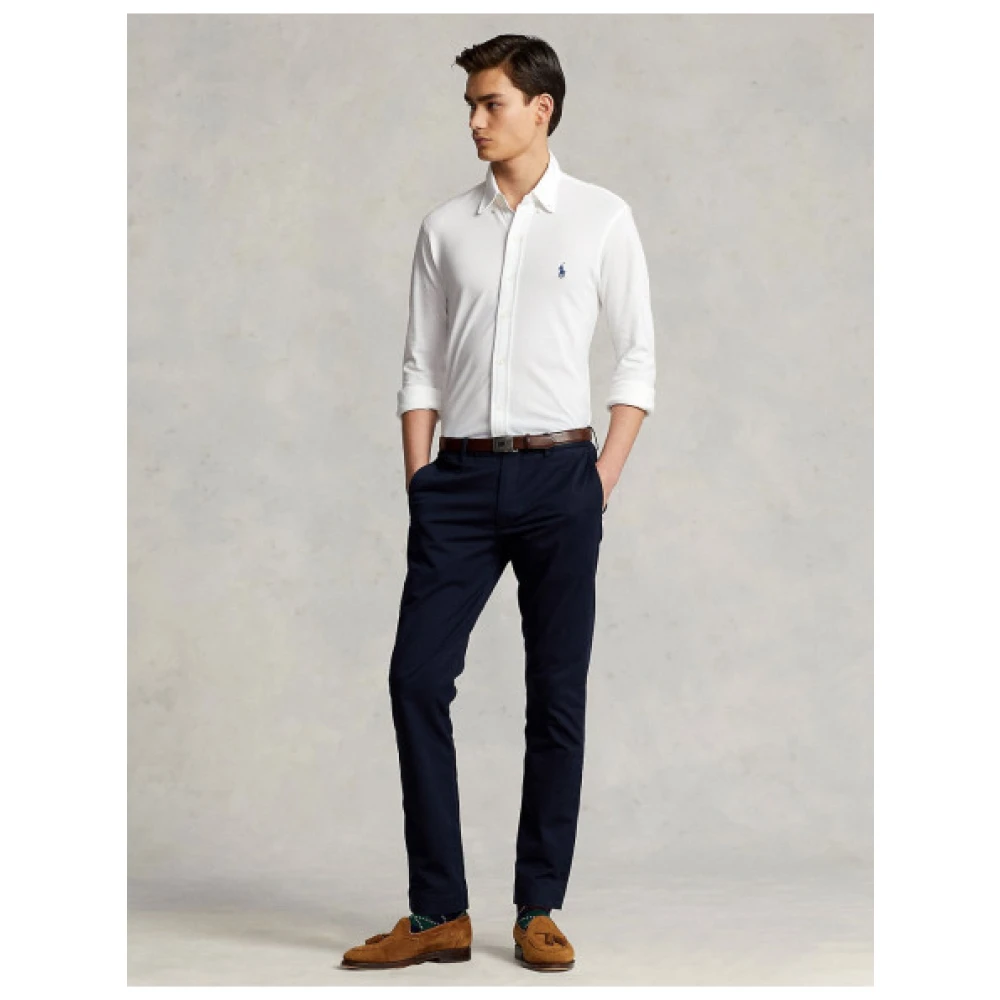 Polo Ralph Lauren Fijne Piqué Katoenen Overhemd White Heren