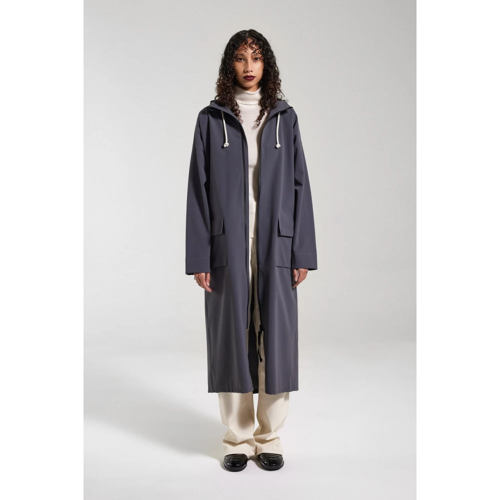 Stutterheim Mat Lang Regenjas met Aqua Guard Rits Blue Dames