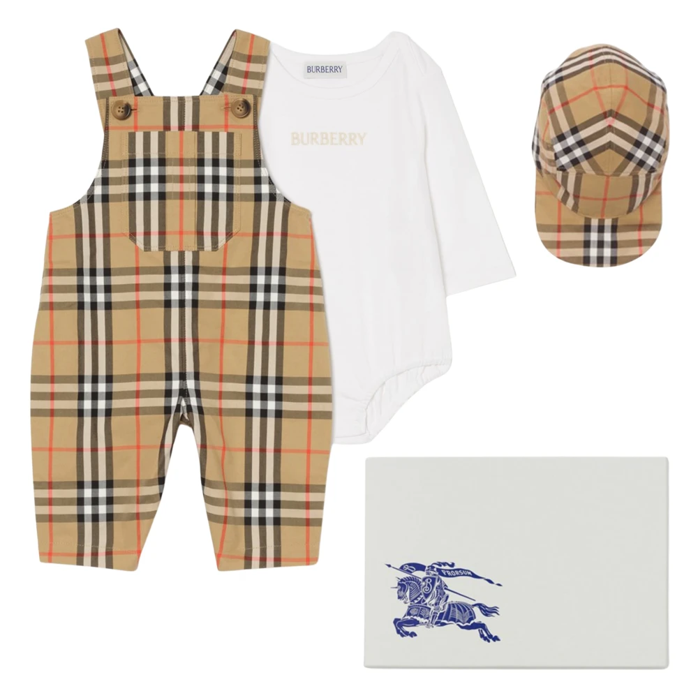 Burberry Boys Brown Darwin Check Dungaree Set - Kids Sets - 3 M - Kids