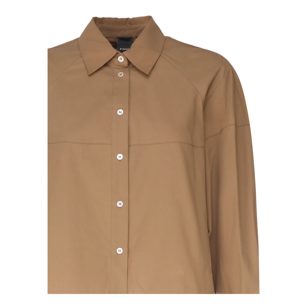 pinko Katoenen knoopshirt Italiaanse kraag Brown Dames