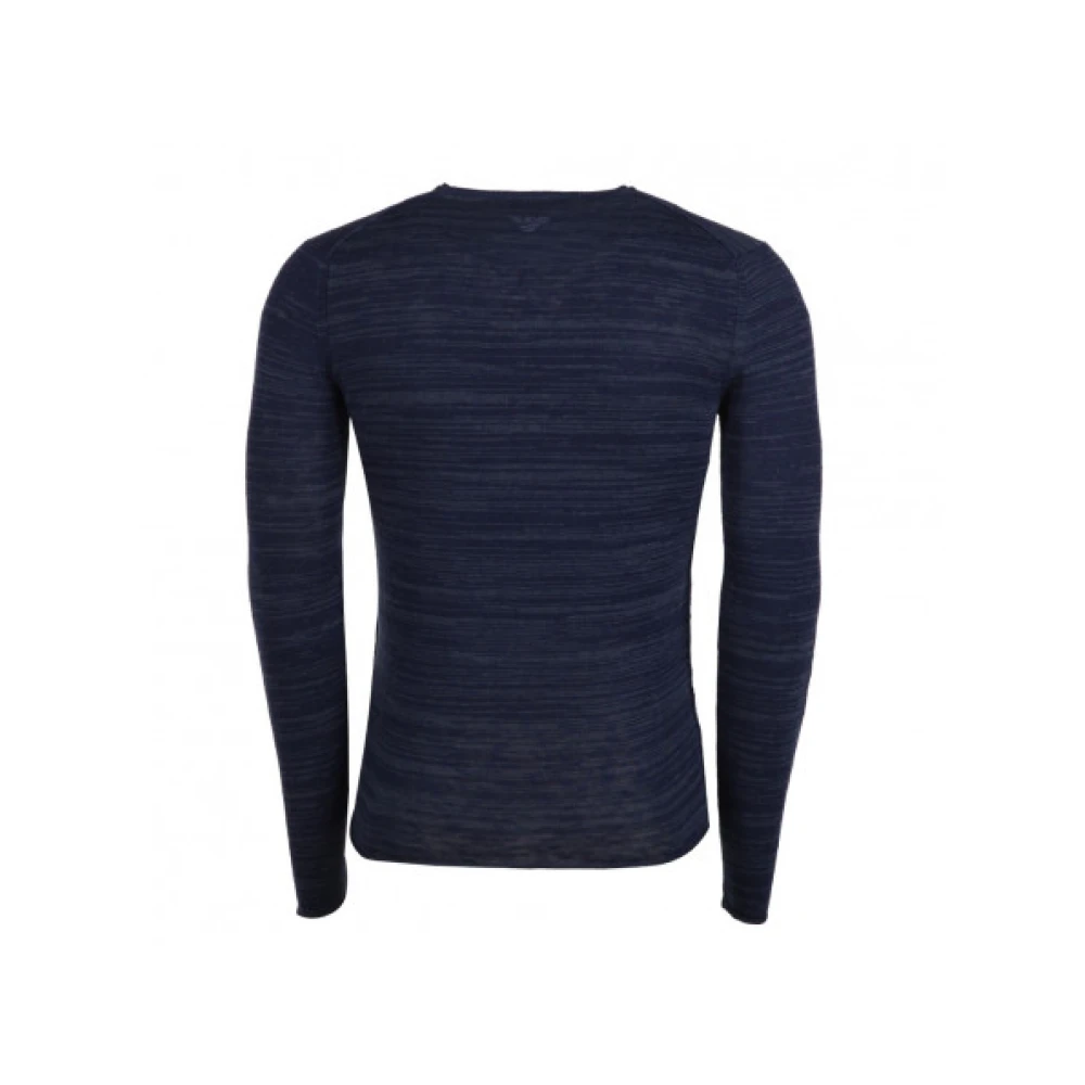 Emporio Armani Ronde Hals Gebreide Trui Blue Heren