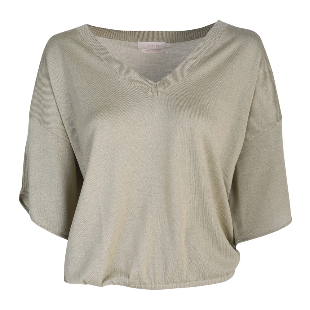 March23 Luxe Gebreide V-Hals Top Green Dames