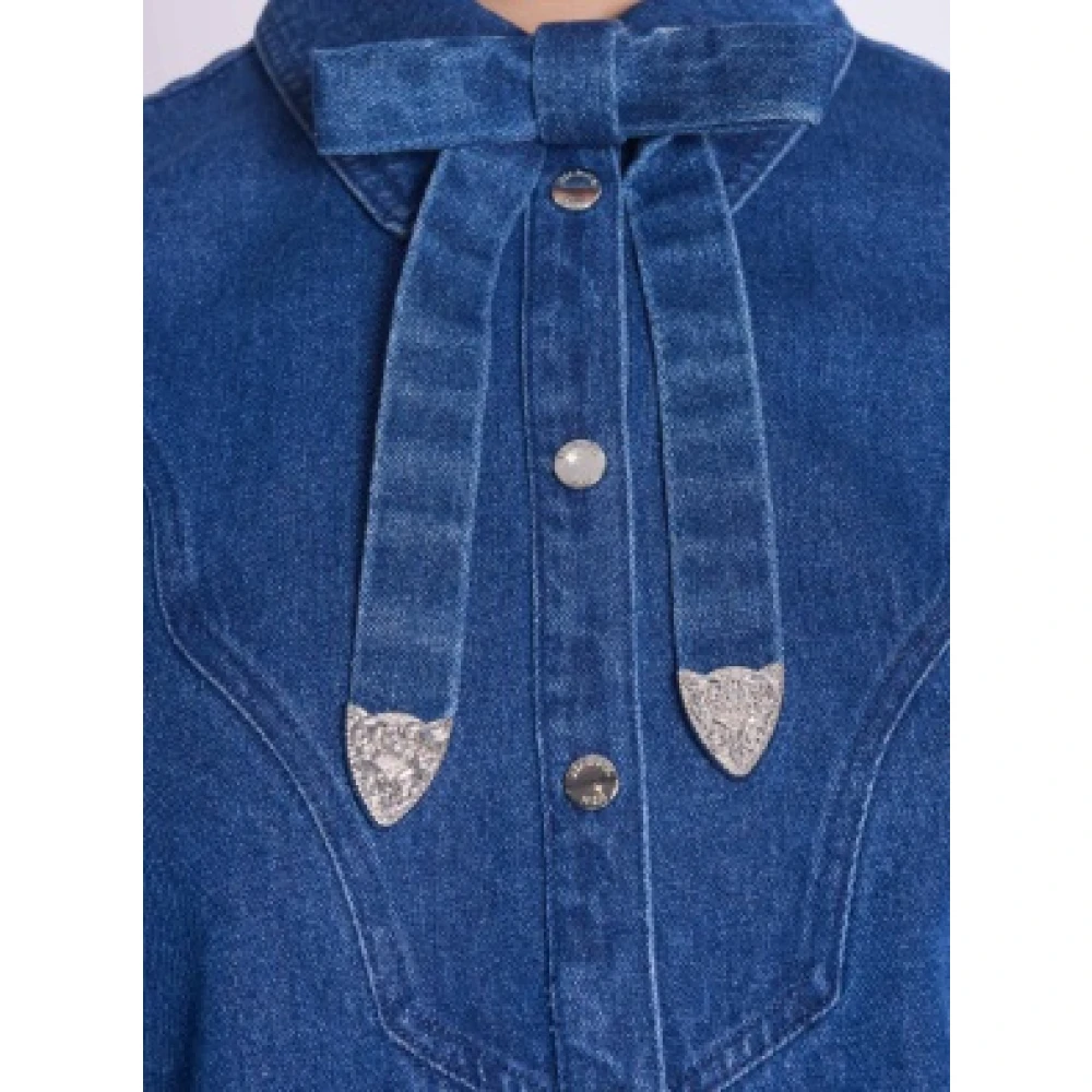 Berenice Denim Shirt met Nek Knoop Blue Dames