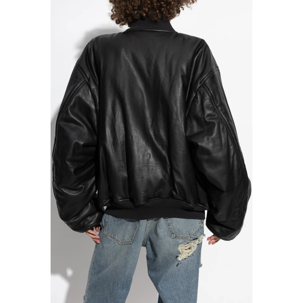 Balenciaga Leren jack type bomber Black Dames