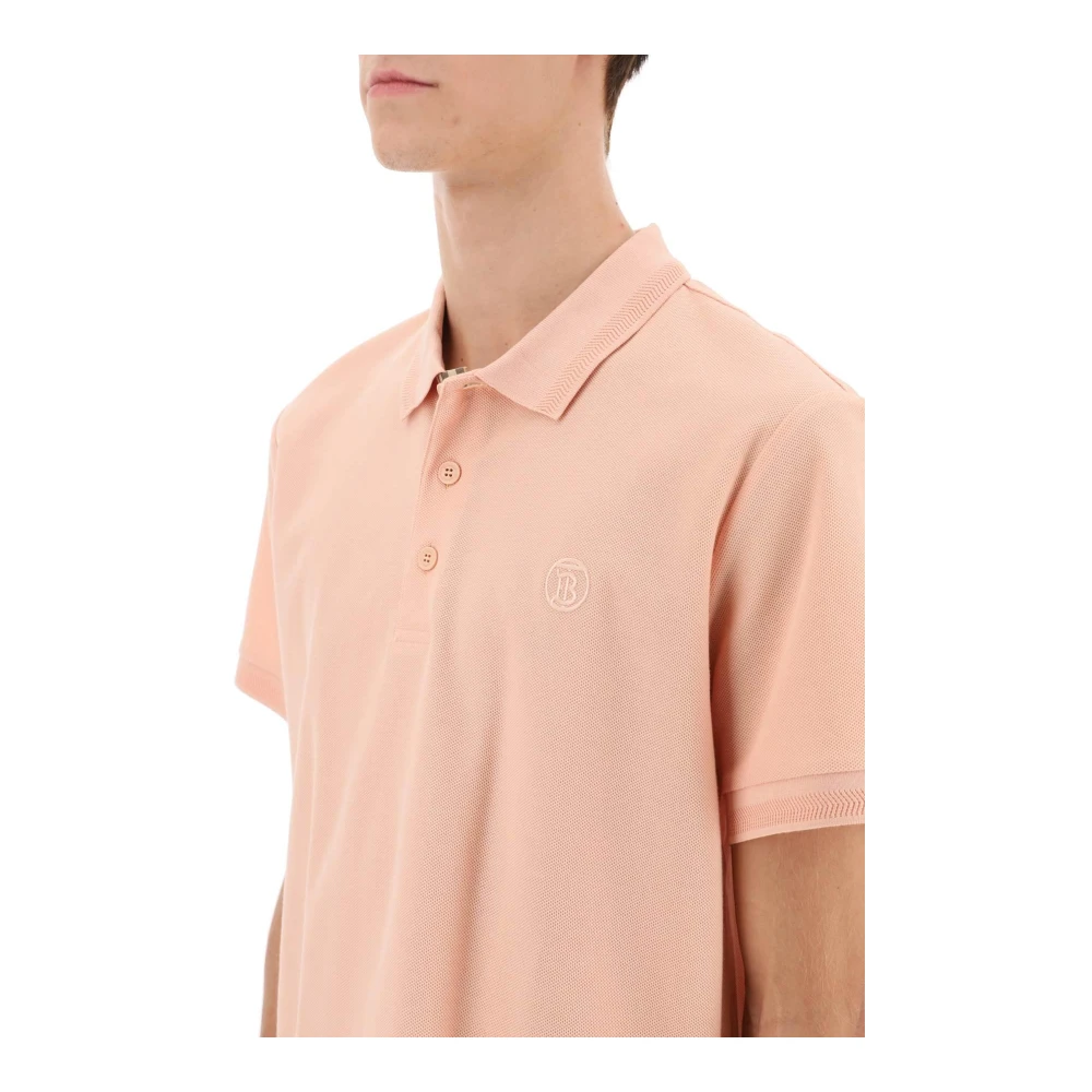Burberry Organisch Piqué Polo Shirt met Monogram Detail Pink Heren