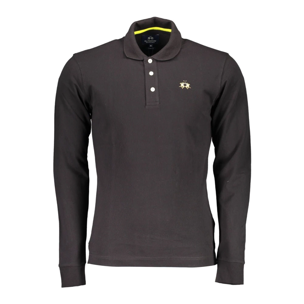 La Martina Men's Black Cotton Polo Shirt With Embroidery - Polo Shirts - 2XL - Tops