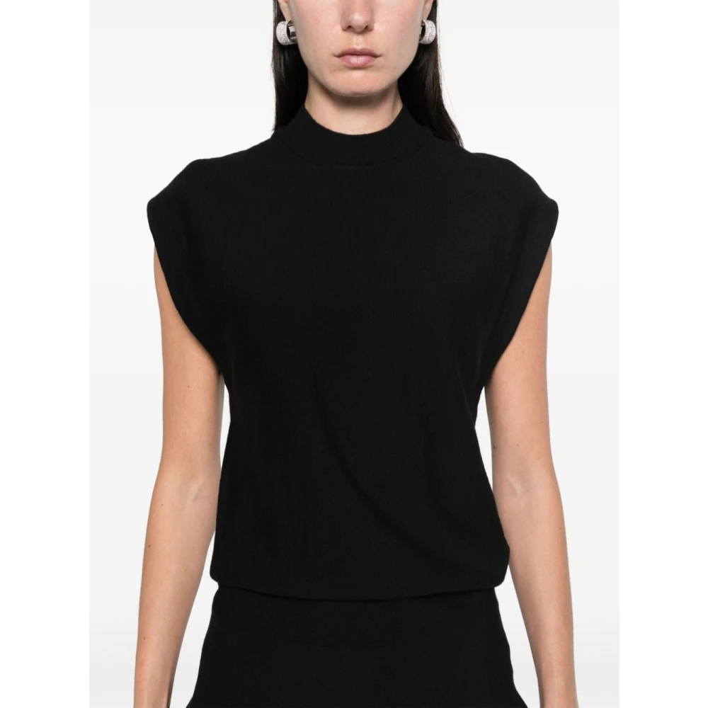 Alaïa Zwarte Geribbelde Godet Jurk Black Dames