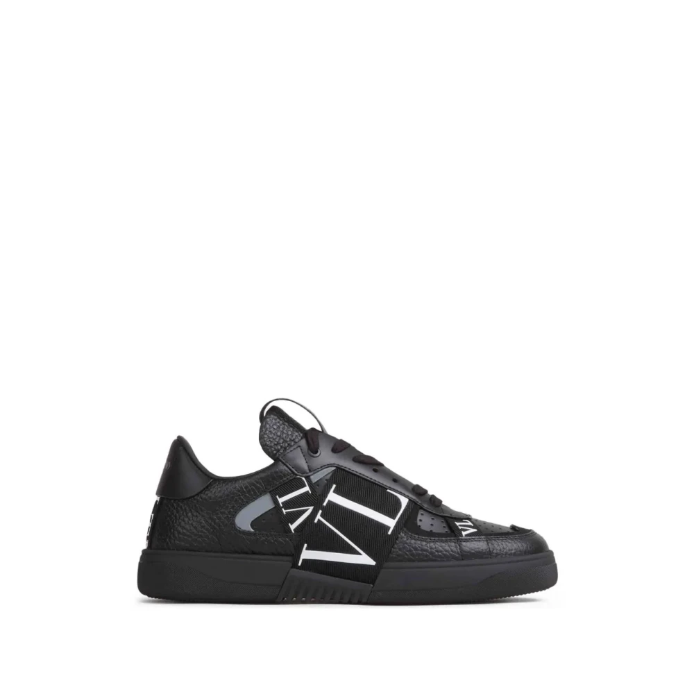 Valentino Garavani Sneakers, Male, 11 Uk, Low-Top Calfskin Vl7n Sneaker With Bands Black