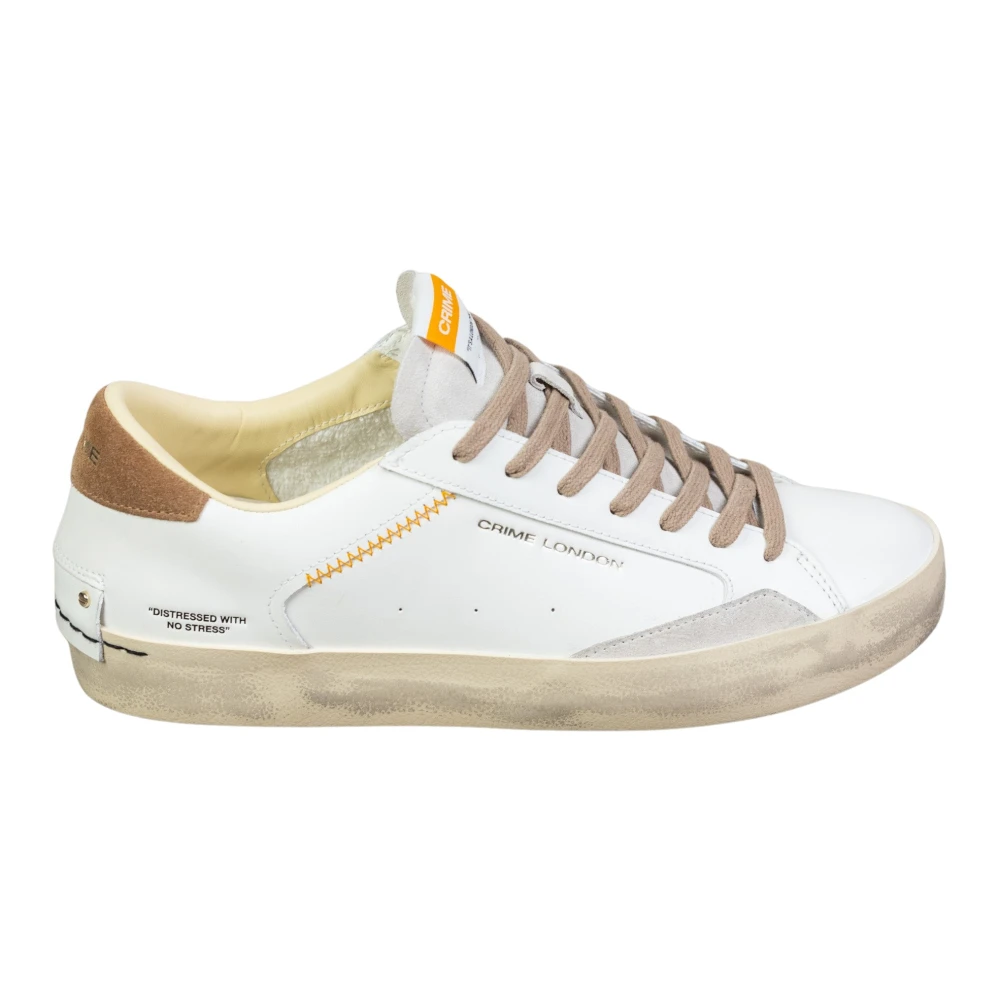 Crime London Men's White Sneakers, 10 Uk, Distressed Sneaker