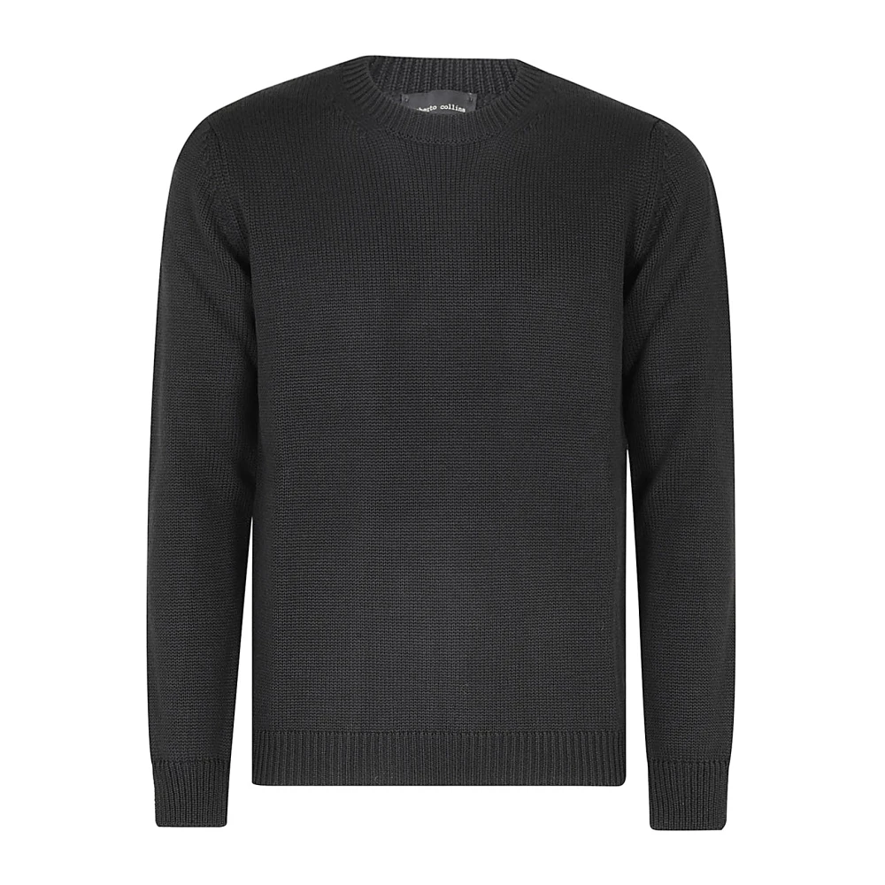 Roberto Collina Stijlvolle Crew Neck Sweater Black Heren