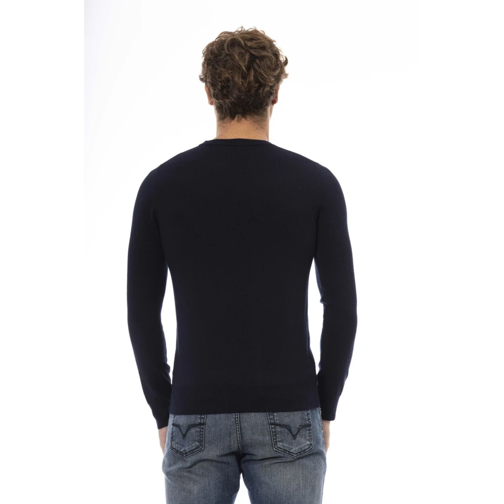 Baldinini Trendy Lange Mouw Crewneck Sweater Blue Heren