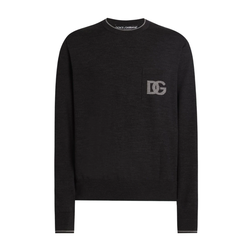 Dolce & Gabbana Homme Gris Pulls, Taille: Xl Tricots Ras Du Cou