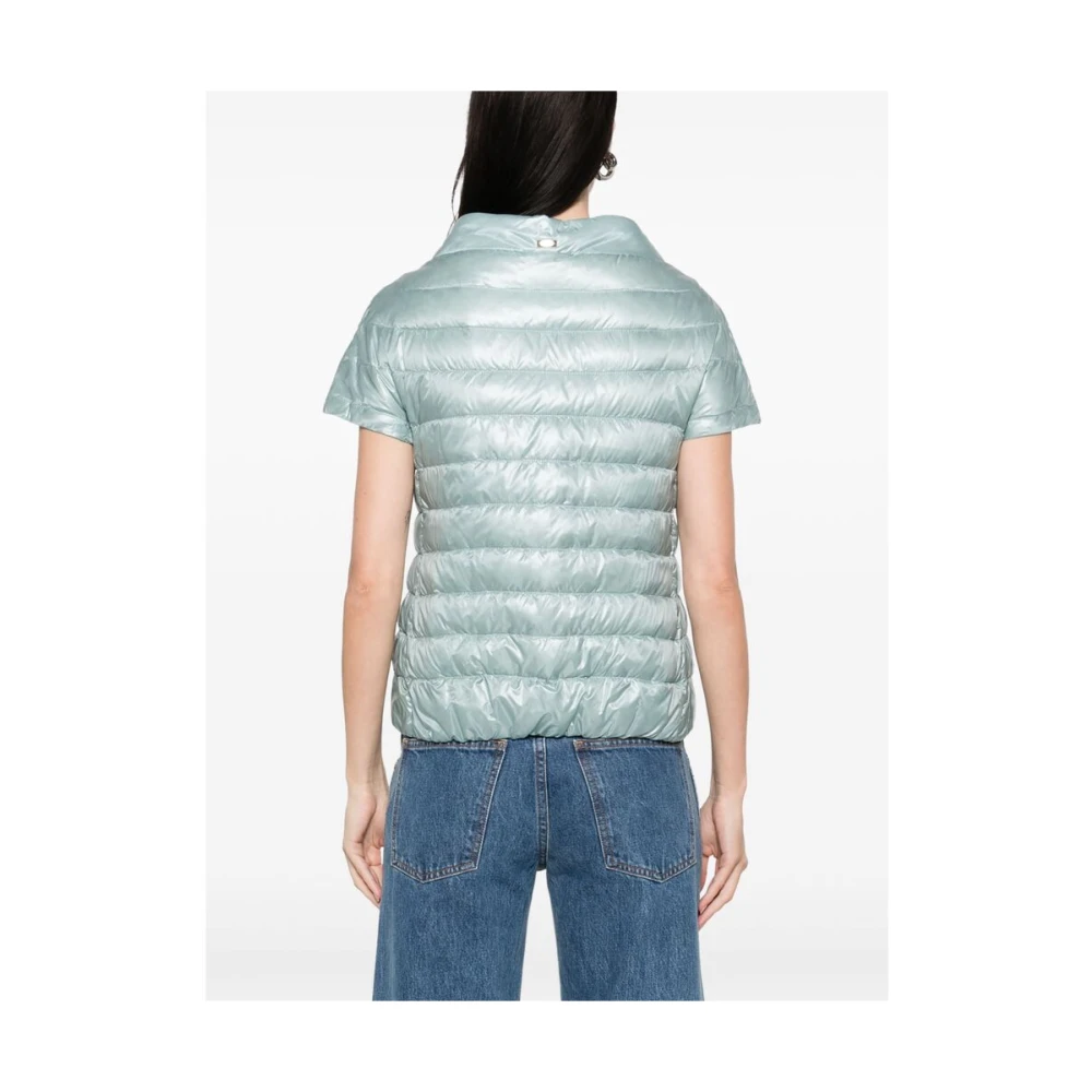 Herno Lichtblauwe kraagloze bovenkleding met zakken Blue Dames
