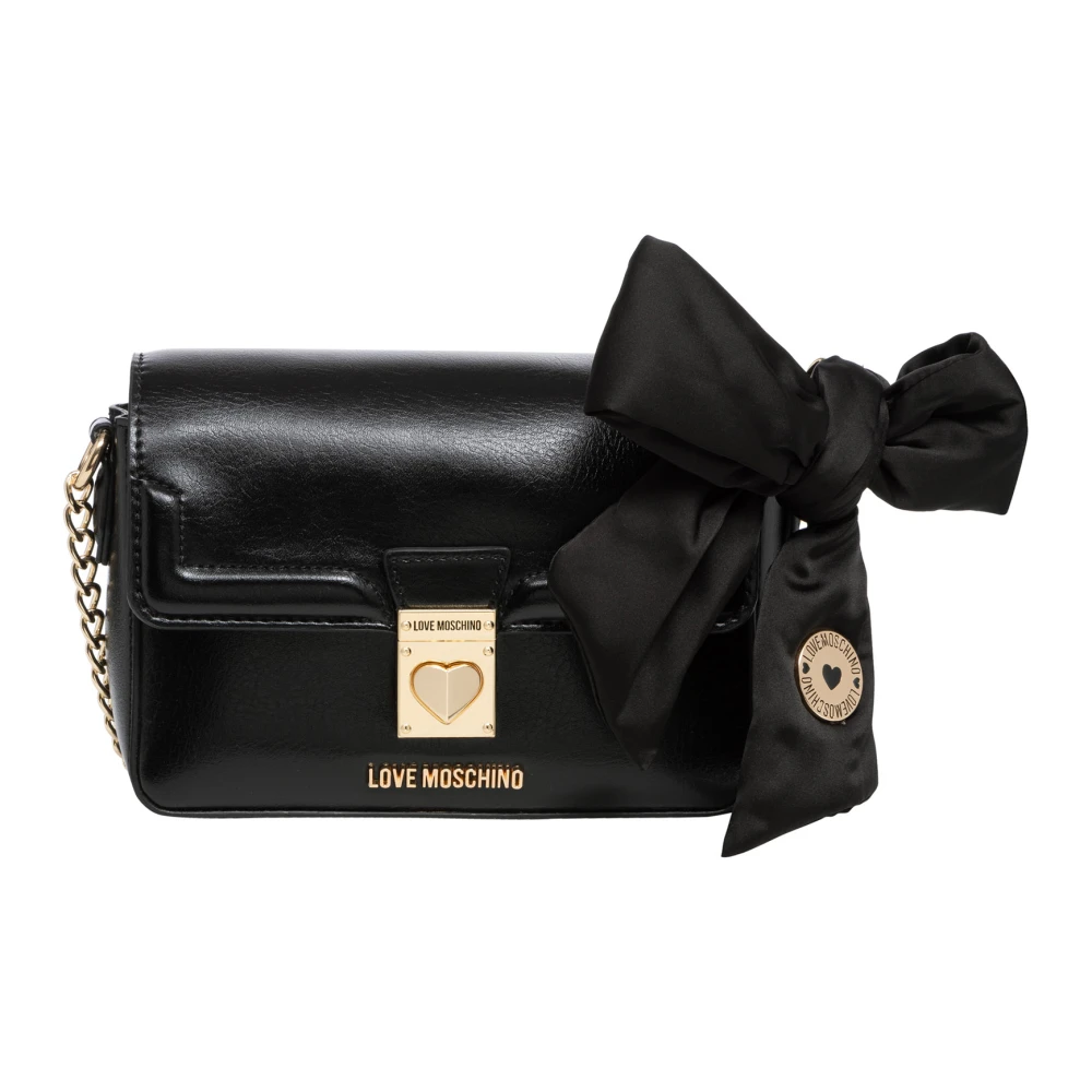 Love Moschino Schoudertas met strikdetail en magneetsluiting Black Dames