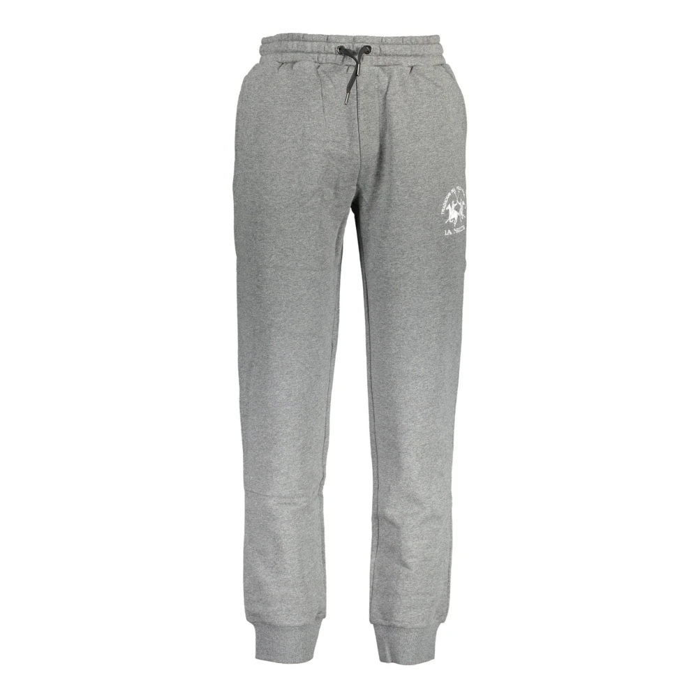 La Martina Men's Gray Cotton Sports Trousers With Embroidery