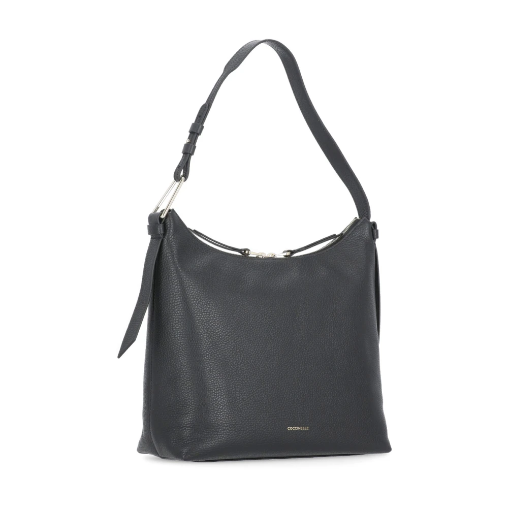 Coccinelle Zwarte leren schoudertas met handvat Black Dames
