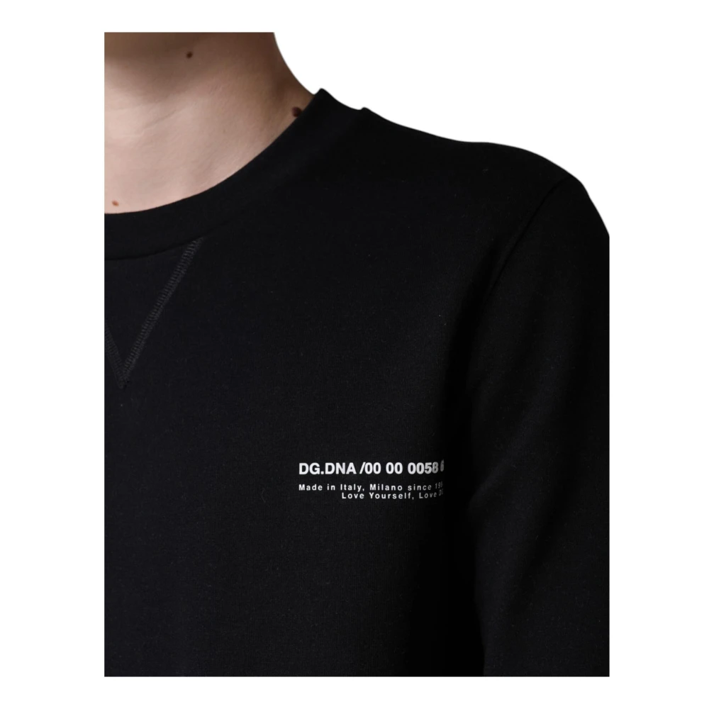 Dolce & Gabbana Zwart Logo Print Crew Neck Sweatshirt Black Heren