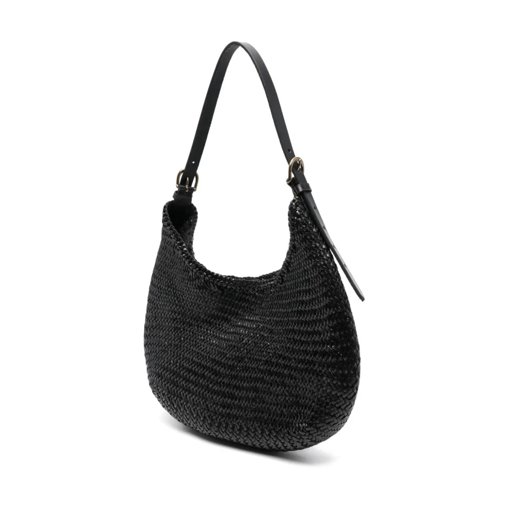 Dragon Diffusion Handgeweven Luna Mezza Schoudertas Black Dames