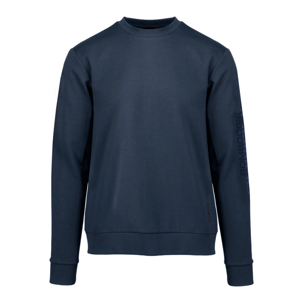 BomBoogie Sweatshirt met ronde hals en mouwprint Blue Heren