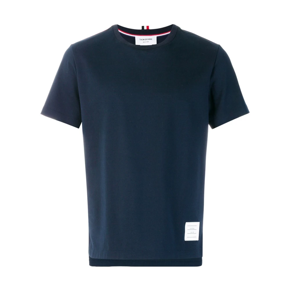 Thom Browne Blauw Katoenen T-shirt met Logopatch Blue Heren