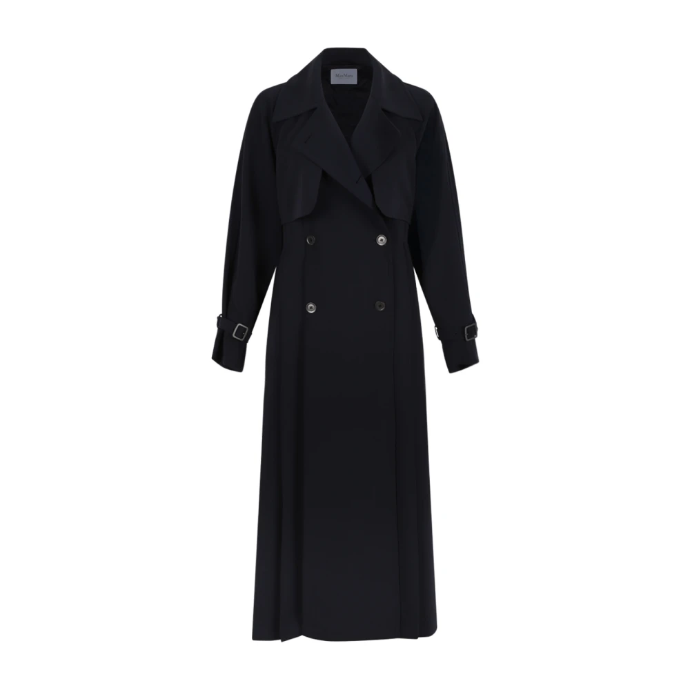 Max Mara , Trench Coats, Female, Blue, S, Double-Breasted Wool Coat